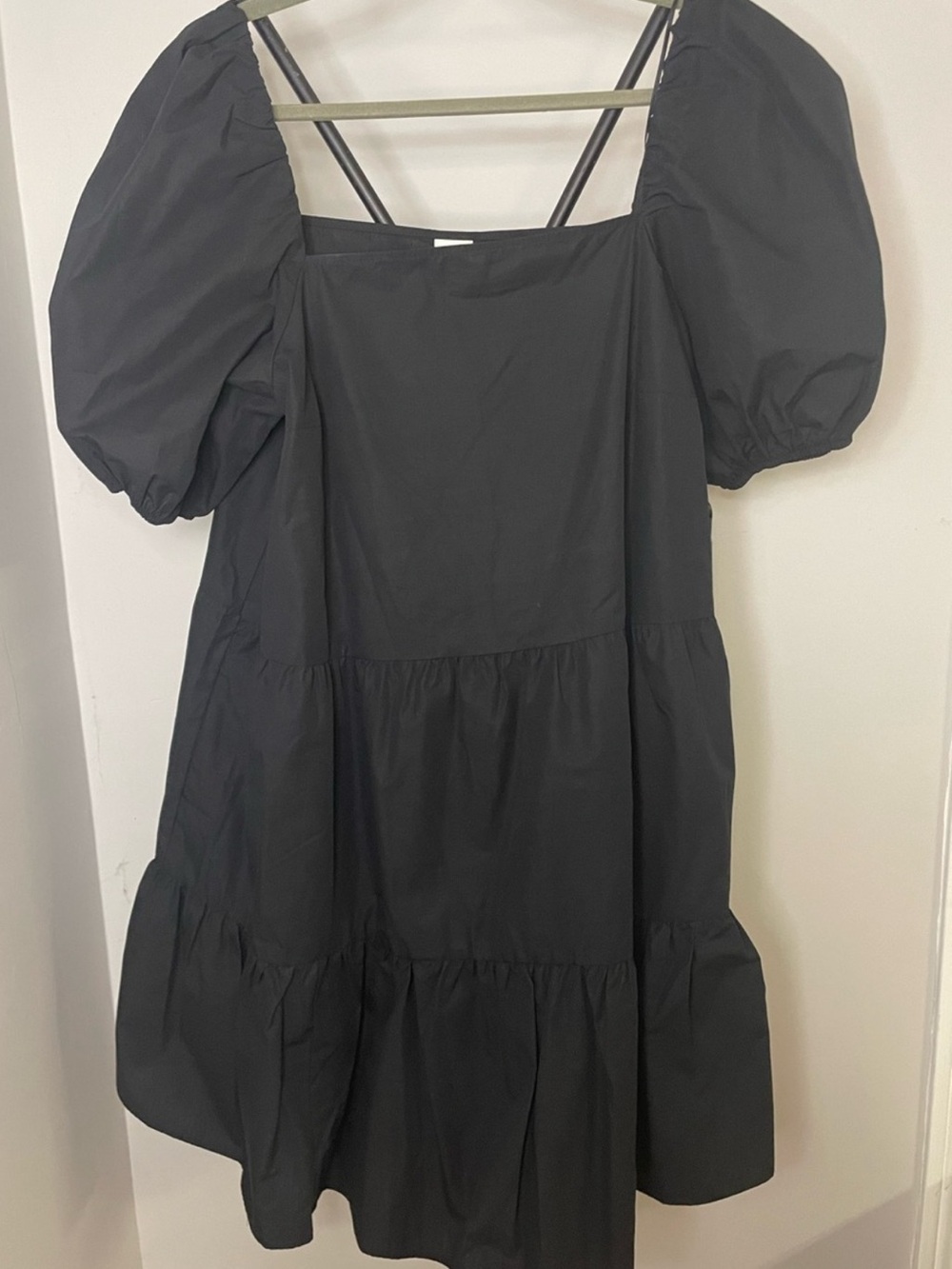 H&M Black Puff Sleeve Tiered Mini Dress